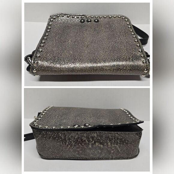 SAS Portrait Collection Studded Leather Crossbody Bag Pewter Metallic - Picture 4 of 10